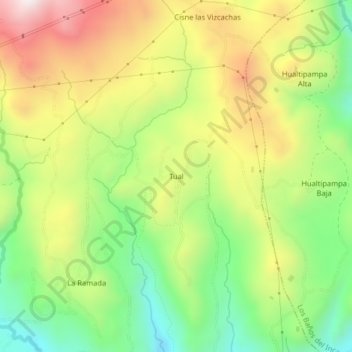Mappa topografica Tual, altitudine, rilievo