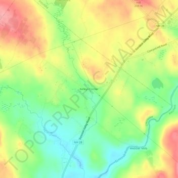 Mappa topografica Kelleys Corner, altitudine, rilievo