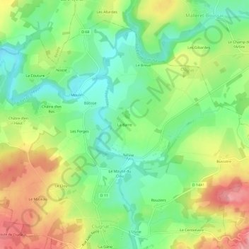 Mappa topografica La Barre, altitudine, rilievo