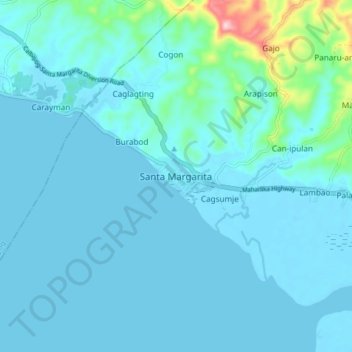 Mappa topografica Santa Margarita, altitudine, rilievo
