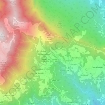 Mappa topografica Contrà Zaffonati, altitudine, rilievo