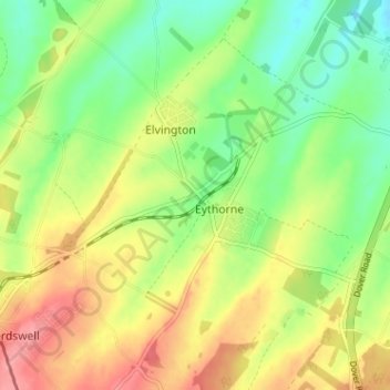 Mappa topografica Lower Eythorne, altitudine, rilievo