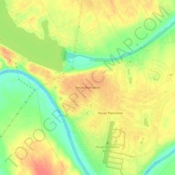 Mappa topografica Pecan Plantation, altitudine, rilievo