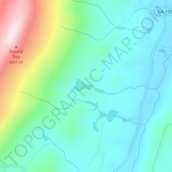 Mappa topografica Yates Lake, altitudine, rilievo
