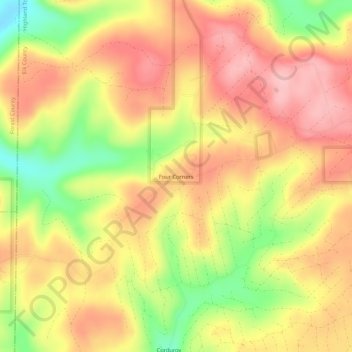 Mappa topografica Four Corners, altitudine, rilievo
