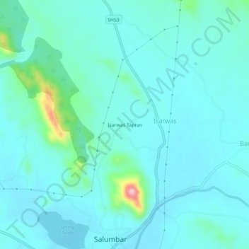 Mappa topografica Isarwas Tapran, altitudine, rilievo