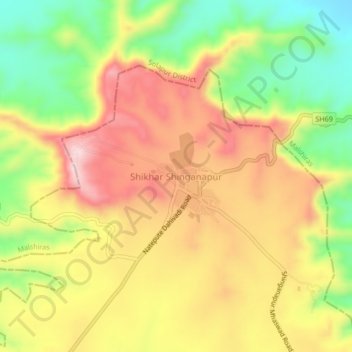 Mappa topografica Shikhar Shinganapur, altitudine, rilievo