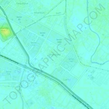 Mappa topografica Shahdara, altitudine, rilievo