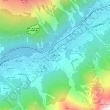 Mappa topografica Vers le Nant, altitudine, rilievo