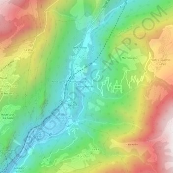 Mappa topografica Les Plaines, altitudine, rilievo
