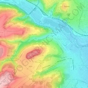 Mappa topografica Rente de Chatenay, altitudine, rilievo