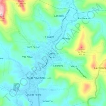Mappa topografica Igrejinha, altitudine, rilievo