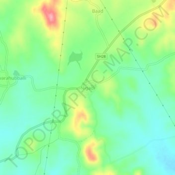 Mappa topografica Nigadi, altitudine, rilievo
