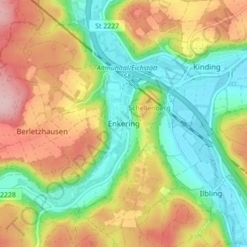Mappa topografica Enkering, altitudine, rilievo