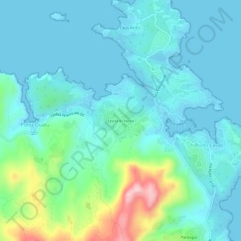 Mappa topografica Liscia di Vacca, altitudine, rilievo