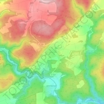 Mappa topografica Erbstetten, altitudine, rilievo