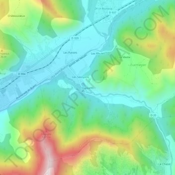 Mappa topografica Jouquetti, altitudine, rilievo