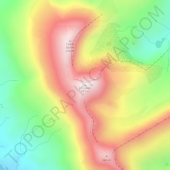Mappa topografica Foinaven, altitudine, rilievo