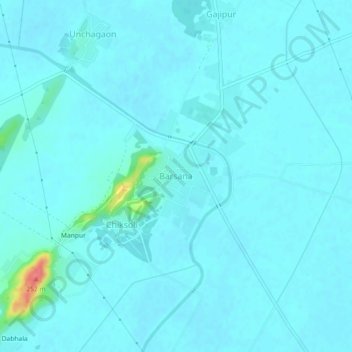 Mappa topografica Barsana, altitudine, rilievo