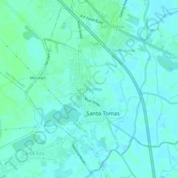 Mappa topografica San Vicente, altitudine, rilievo