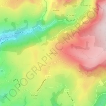 Mappa topografica Les Enfrux, altitudine, rilievo