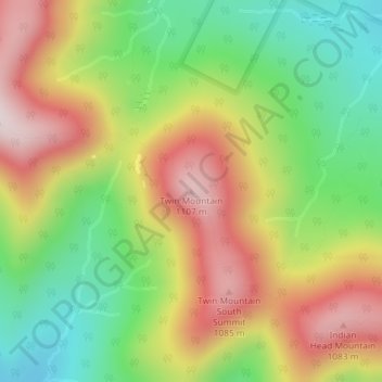 Mappa topografica Twin Mountain, altitudine, rilievo