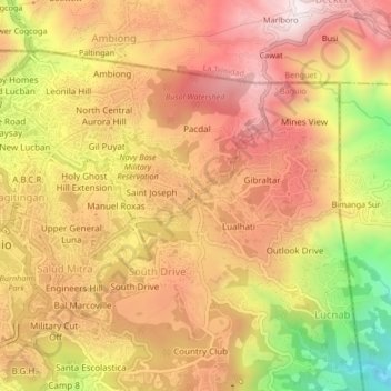 Mappa topografica Pacdal, altitudine, rilievo