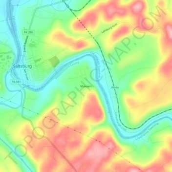 Mappa topografica Moween, altitudine, rilievo