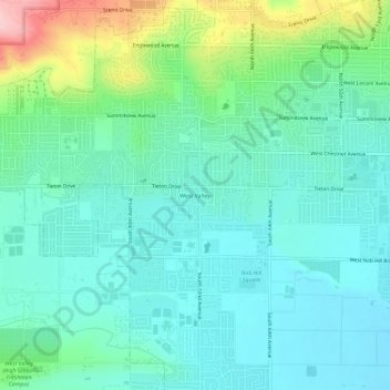 Mappa topografica West Valley, altitudine, rilievo