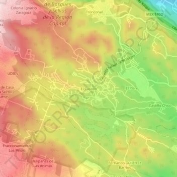 Mappa topografica El Castillo, altitudine, rilievo