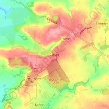 Mappa topografica Cassop, altitudine, rilievo