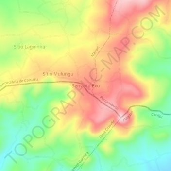 Mappa topografica Serra do Exu, altitudine, rilievo