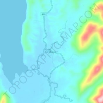 Mappa topografica Aberawan, altitudine, rilievo