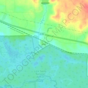 Mappa topografica Angler, altitudine, rilievo