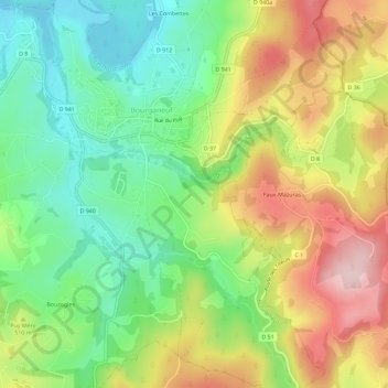 Mappa topografica Les Gouttes, altitudine, rilievo