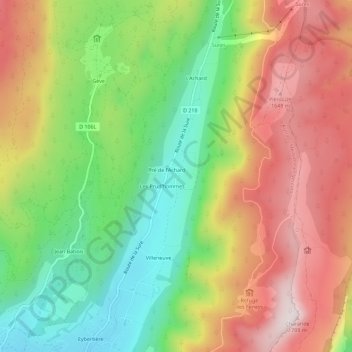 Mappa topografica Les Ronins, altitudine, rilievo