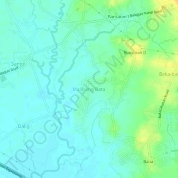 Mappa topografica Malibong Bata, altitudine, rilievo