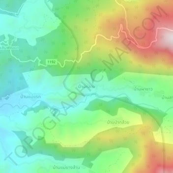 Mappa topografica Ban Klang, altitudine, rilievo