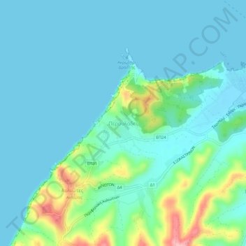 Mappa topografica Peroulades, altitudine, rilievo