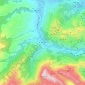 Mappa topografica Rubalcaba, altitudine, rilievo
