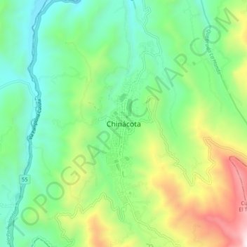 Mappa topografica Chinácota, altitudine, rilievo