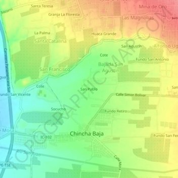 Mappa topografica San Pablo, altitudine, rilievo
