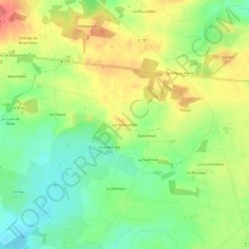Mappa topografica La Hunaudière, altitudine, rilievo