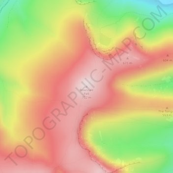 Mappa topografica Bowscale Fell, altitudine, rilievo