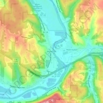 Mappa topografica Miamitown, altitudine, rilievo
