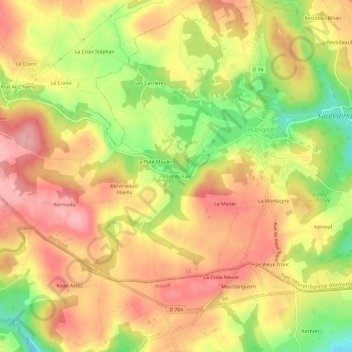 Mappa topografica Pont du Fao, altitudine, rilievo