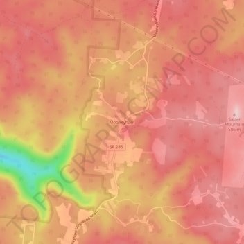 Mappa topografica Mooneyham, altitudine, rilievo