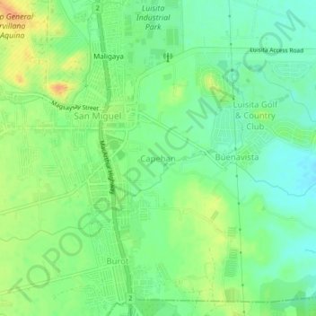 Mappa topografica Capehan, altitudine, rilievo