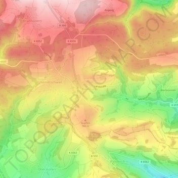 Mappa topografica Bannholz, altitudine, rilievo