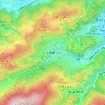 Mappa topografica Himmelmert, altitudine, rilievo